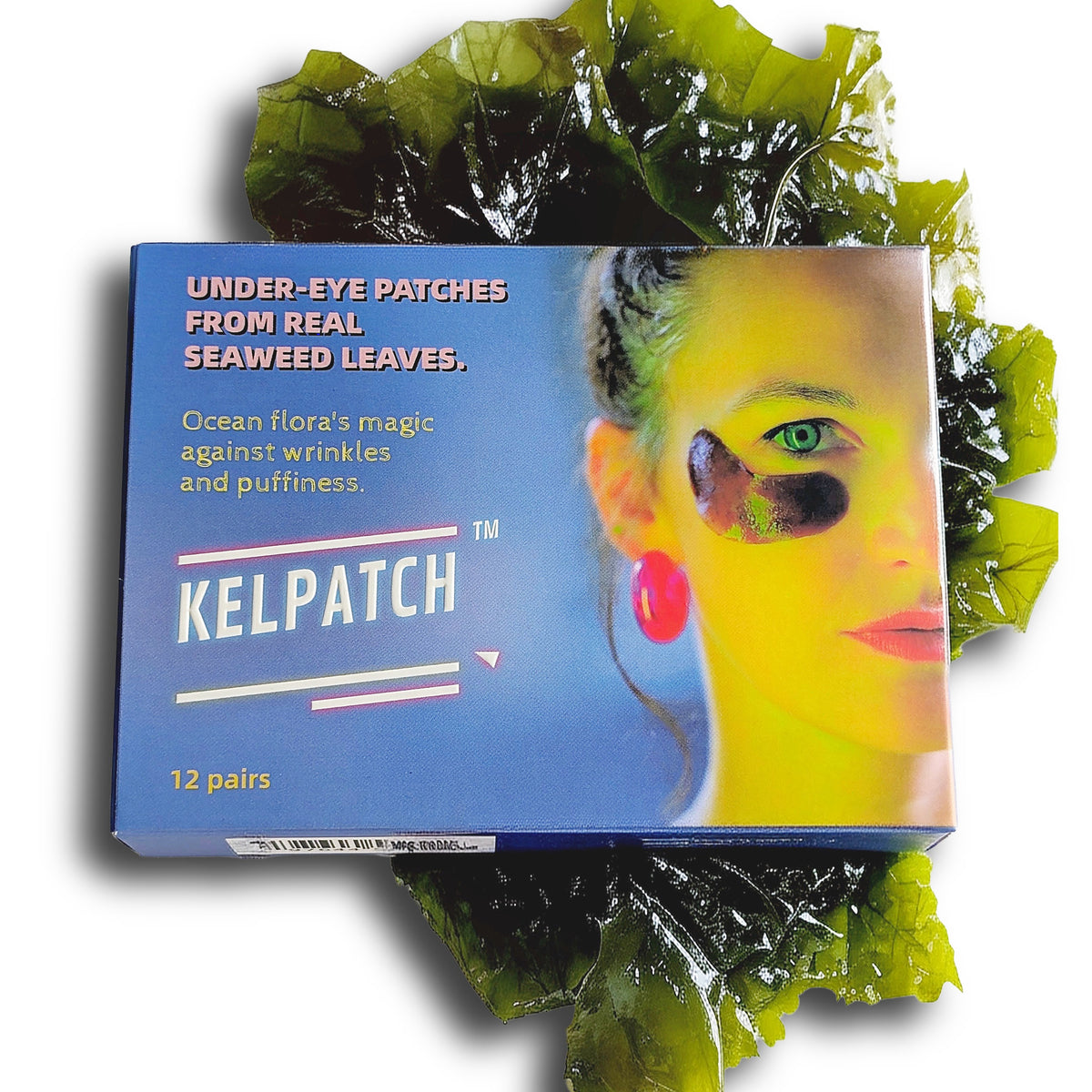 Seaweed Under-Eye Patches From Real Hand-Cut Kelp Leaves, Rejuvenation and Wrinkle Reduction, Made in USA.